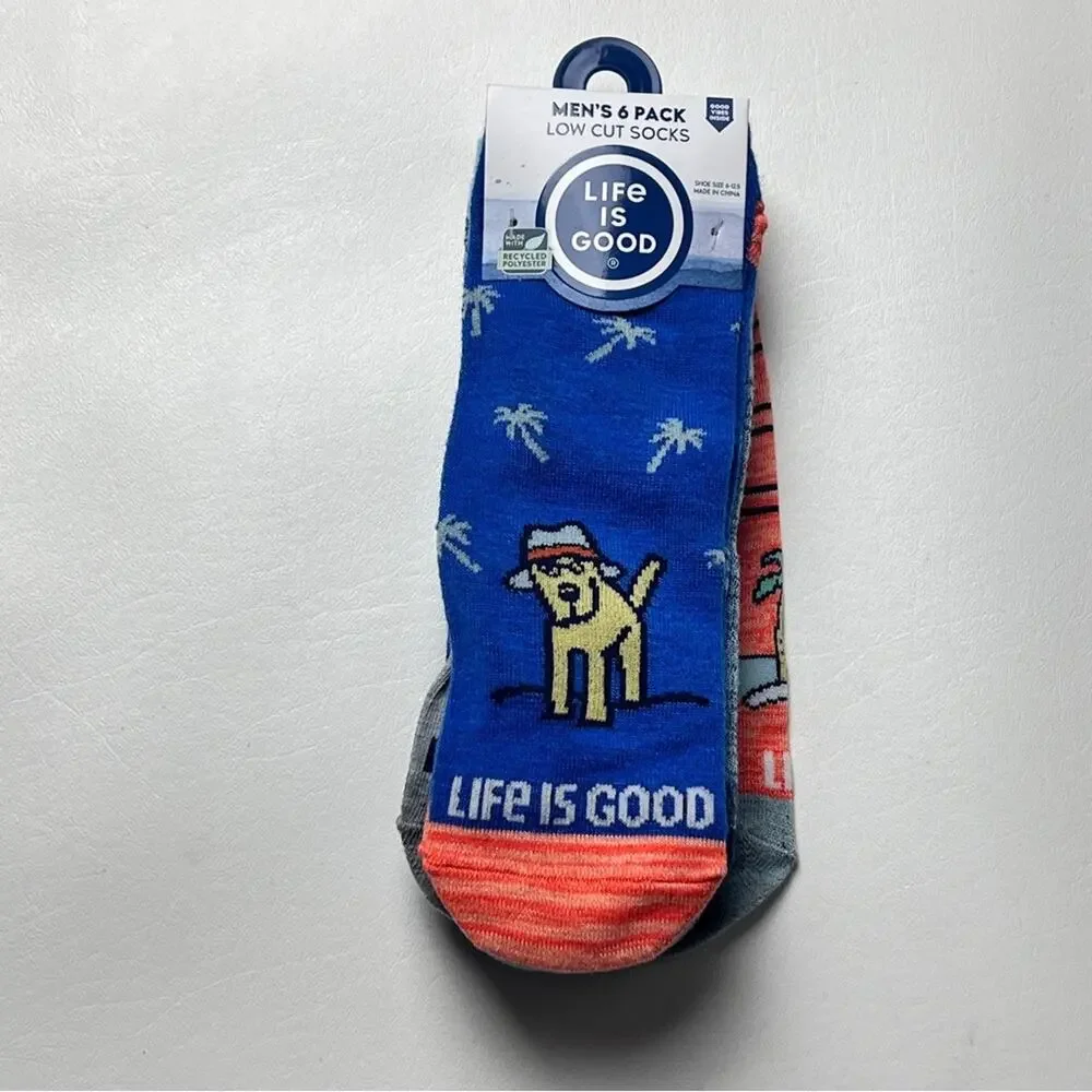 LIFE IS GOOD Men's Lightweight Low Cut Multi 6 Pack Sock Set
